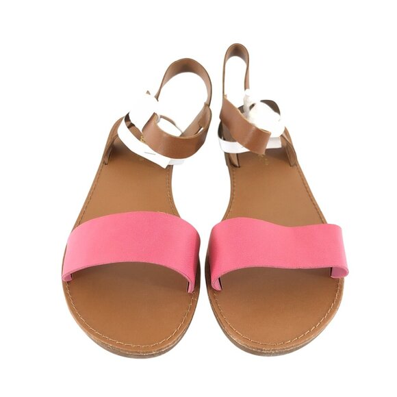 Breckelles Womens Sandals Leatherette Two Tone Open Toe Ankle Strap Pink Brown 9 - Picture 2 of 5